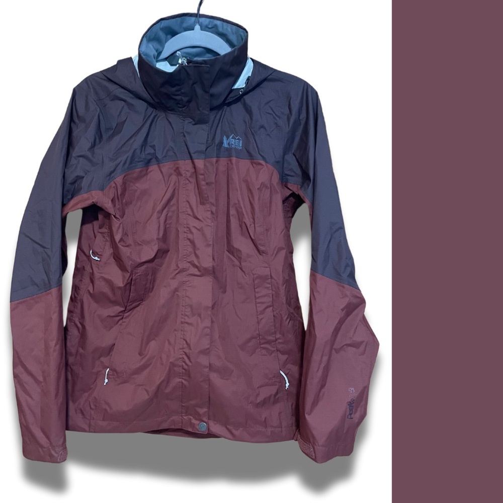 REI Co-op Women’s Rainier Rain Jacket Windbreaker, Small, Maroon Red Multicolor